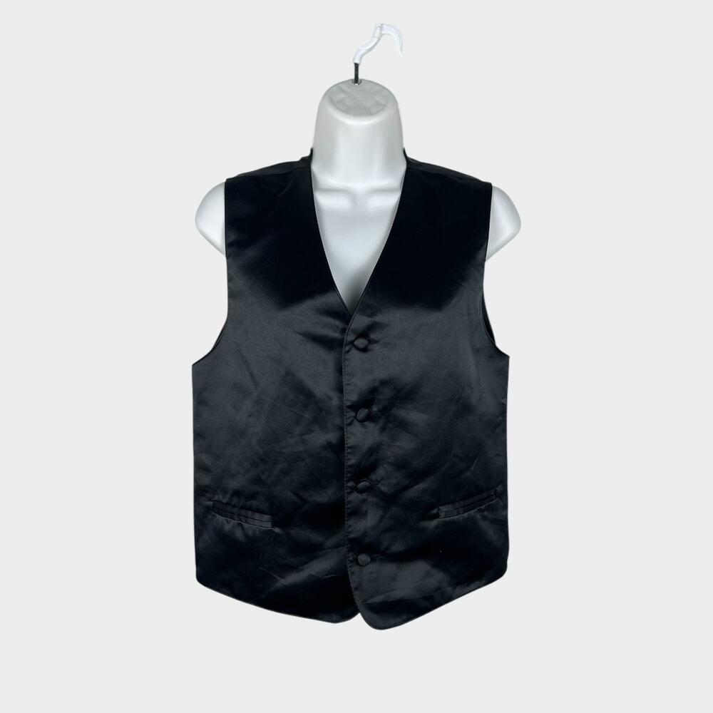 Men’s Vesuvio Napoli Italy Black Formal Vest Wedding Prom Size 12 M/L